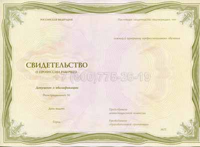 Свидетельство о профессии Гознак г.Челябинск
