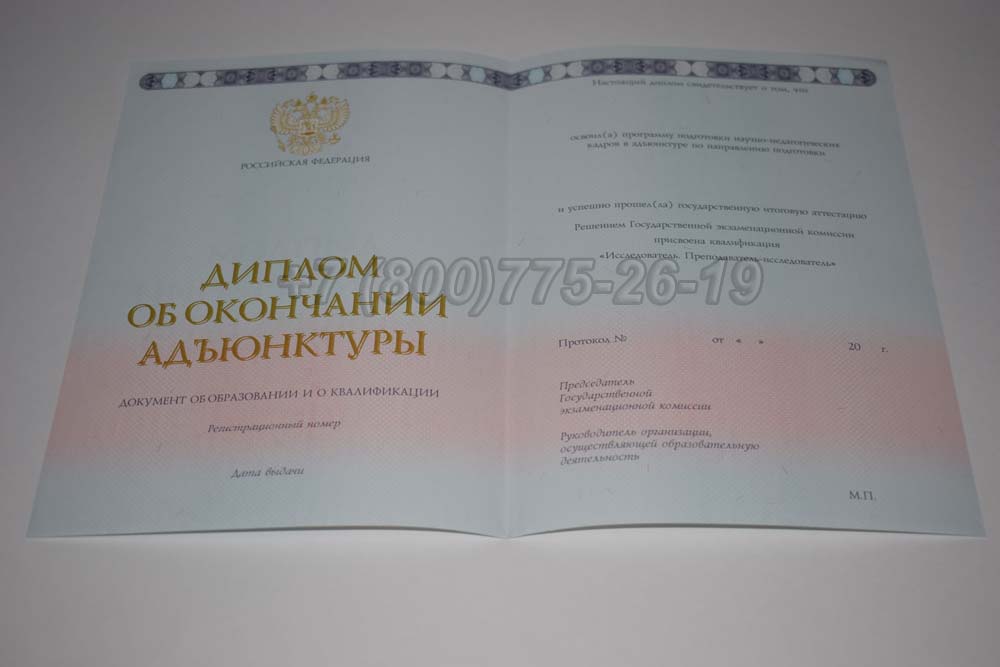 Бланк диплома адъюнктуры Гознак 2014-2025 год выпуска г.Челябинск